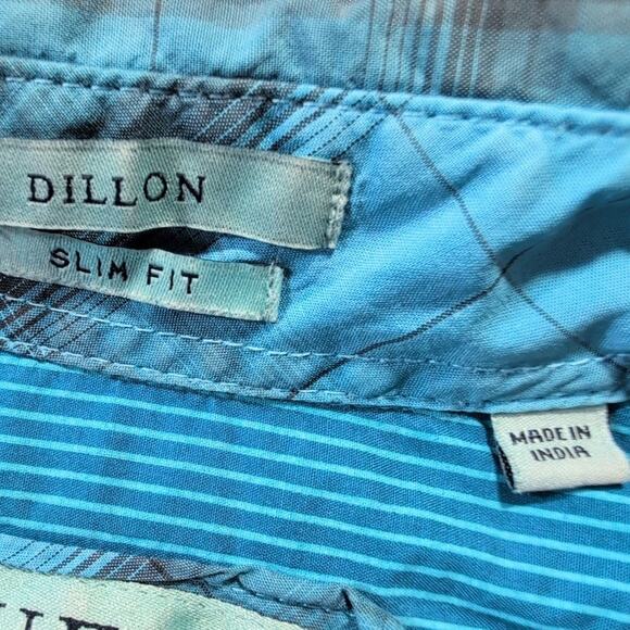 Guess Plaid Teal Ombre Dillon Slim Fit Shirt Men's Medium Western Cowboy - Picture 4 of 13